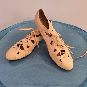 LUXURY REBEL Tan Lace Up Leather Flat